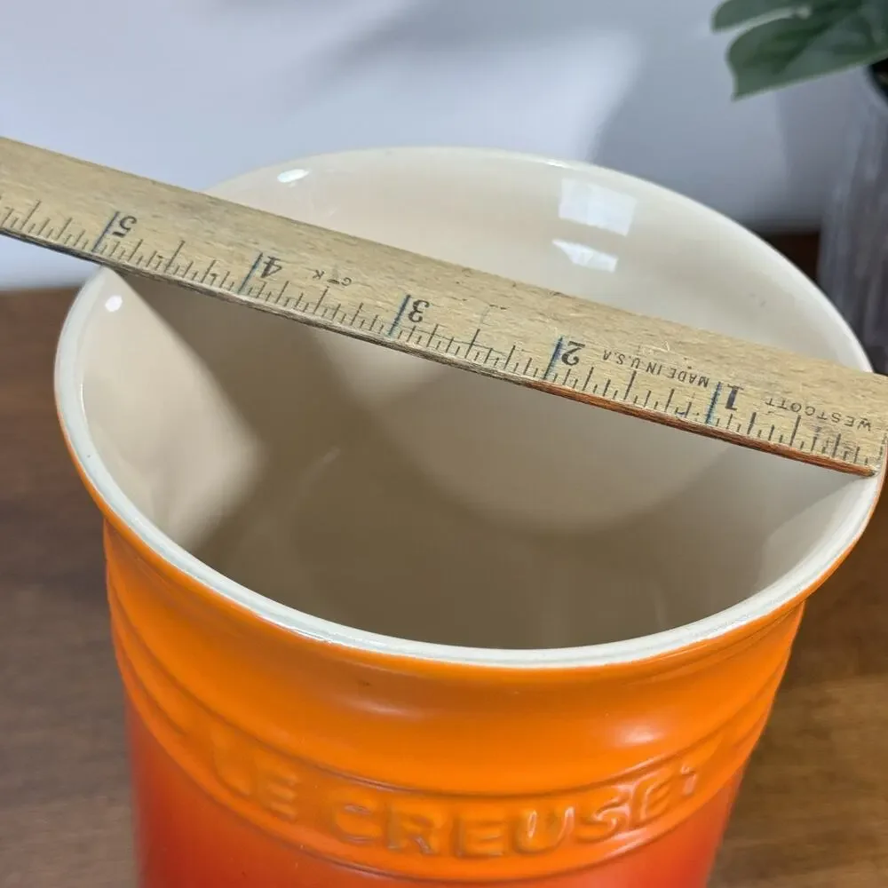 Le Creuset Volcanic Orange Utensil Crock Holder Stoneware Kitchen Tool Caddy